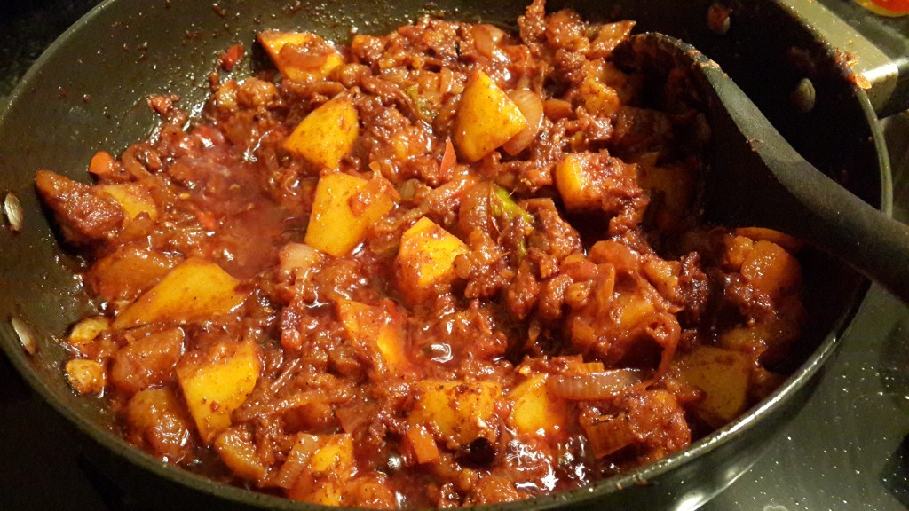 Goan chorico chilli fry in the pan