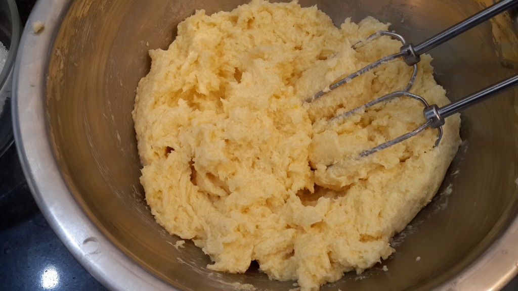 Blending together the butter and granulated sugar