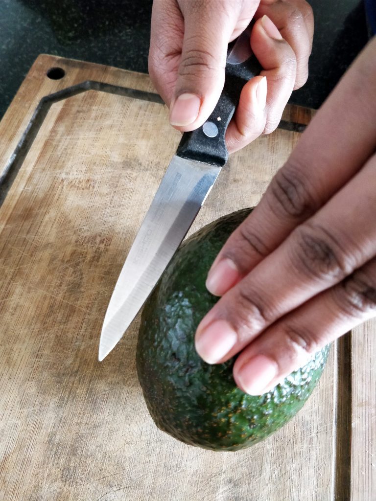 Cutting an avocado