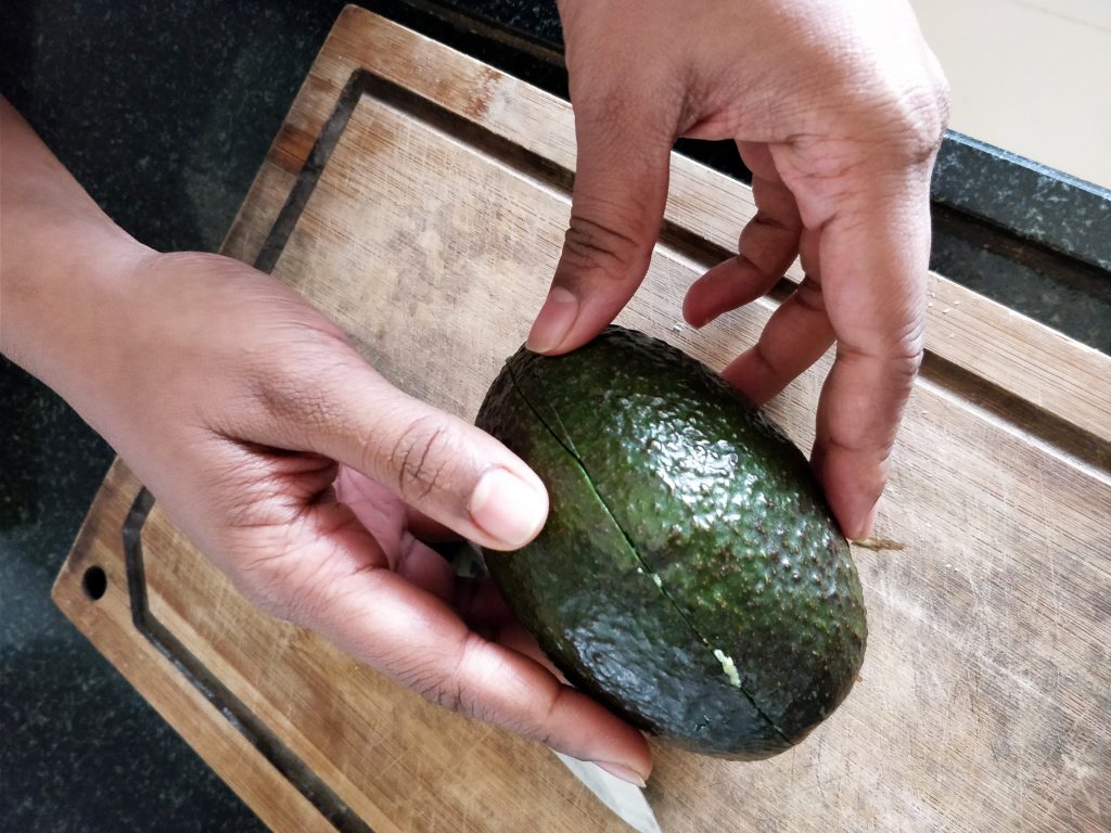 Cutting an avocado