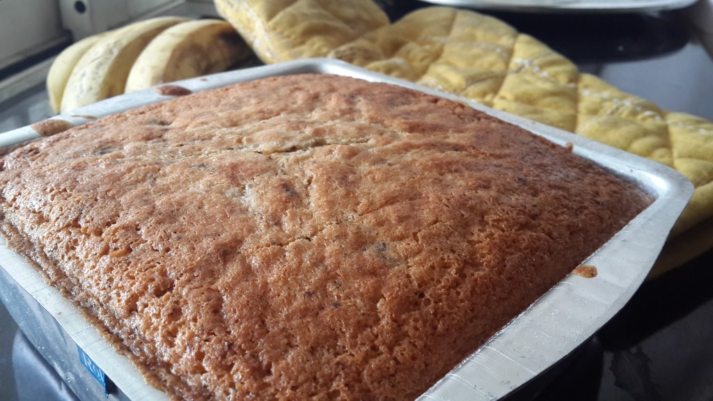 Banana pound cake fresh from the oven