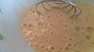 Egg and sugar whisked together