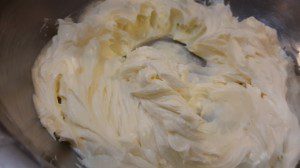 Cream cheese being beaten
