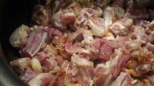 Mutton seared with golden brown onions