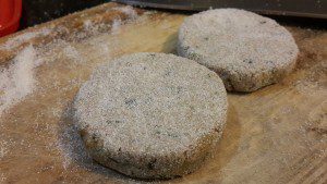 Coated chicken/beef mince cutlets before frying