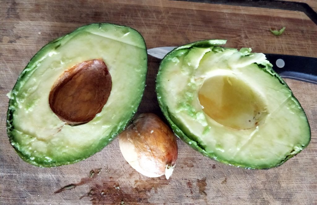 Cut and pitted avocado